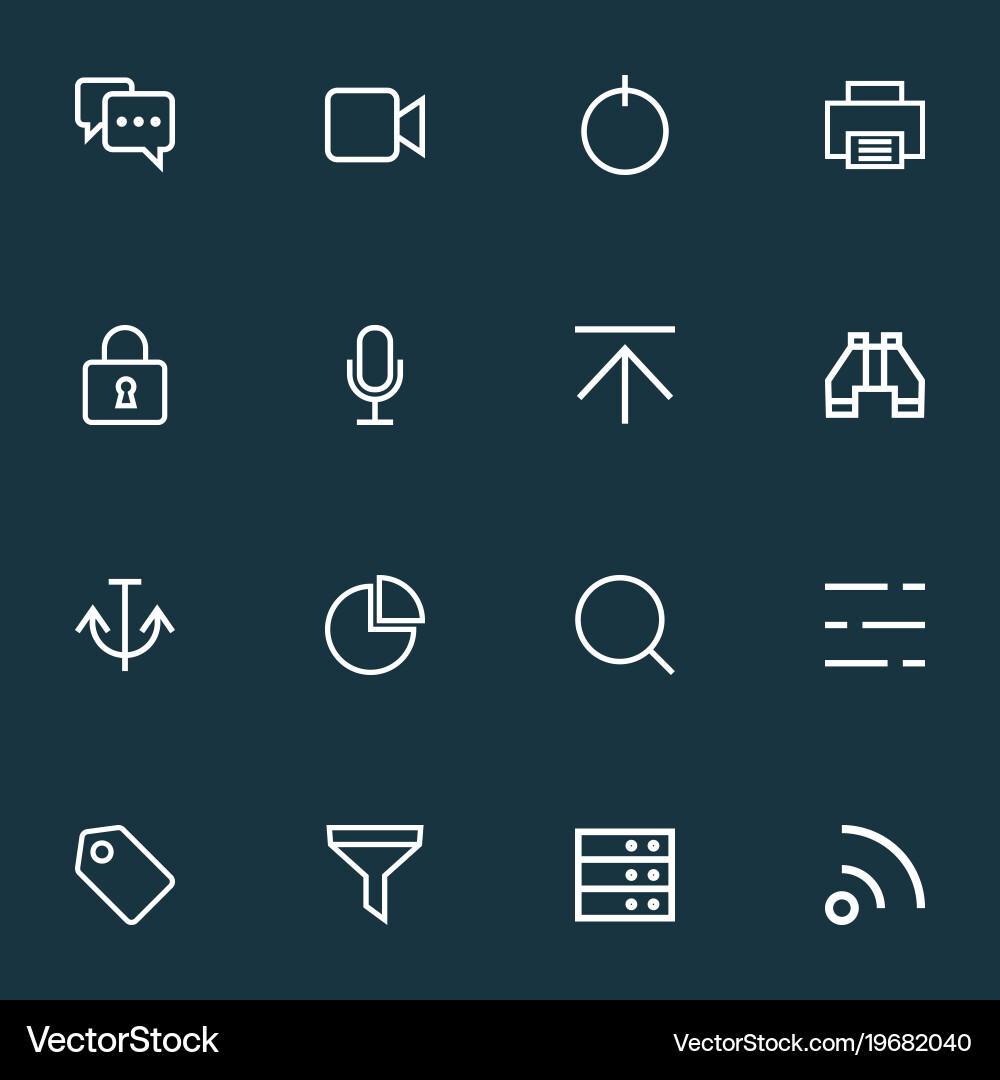 Interface icons line style set with filter print Vector Image