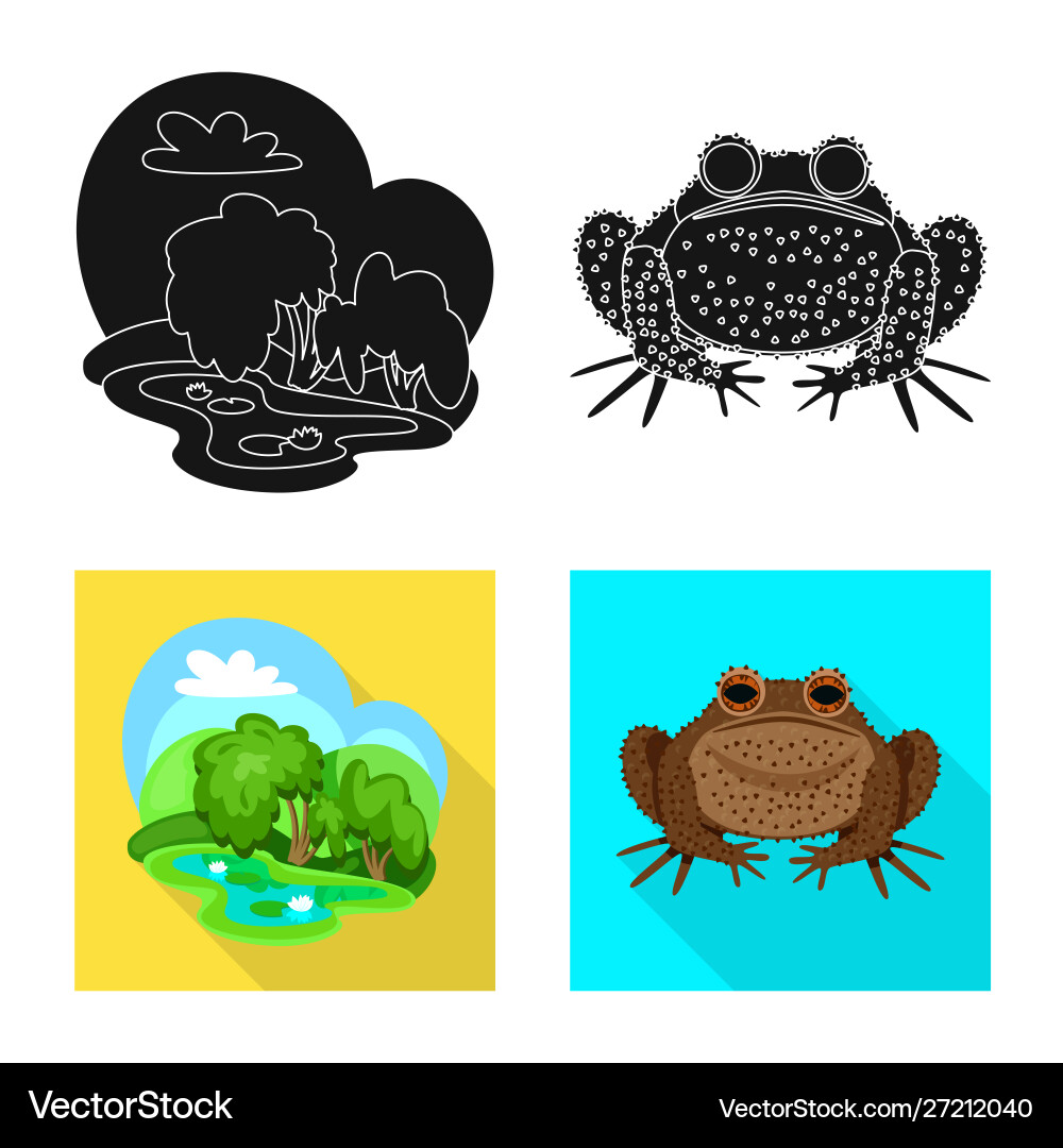 Isolated object wildlife and bog icon set vector image