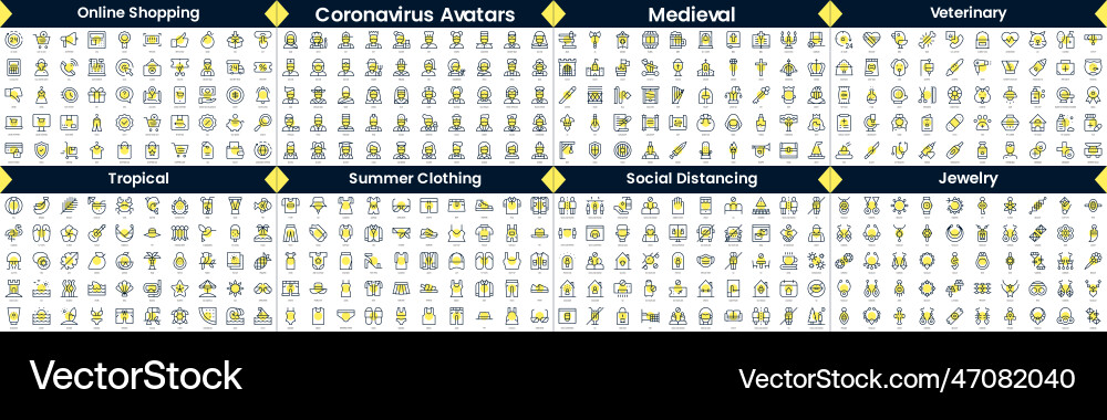 Linear style icons pack in this bundle include vector image