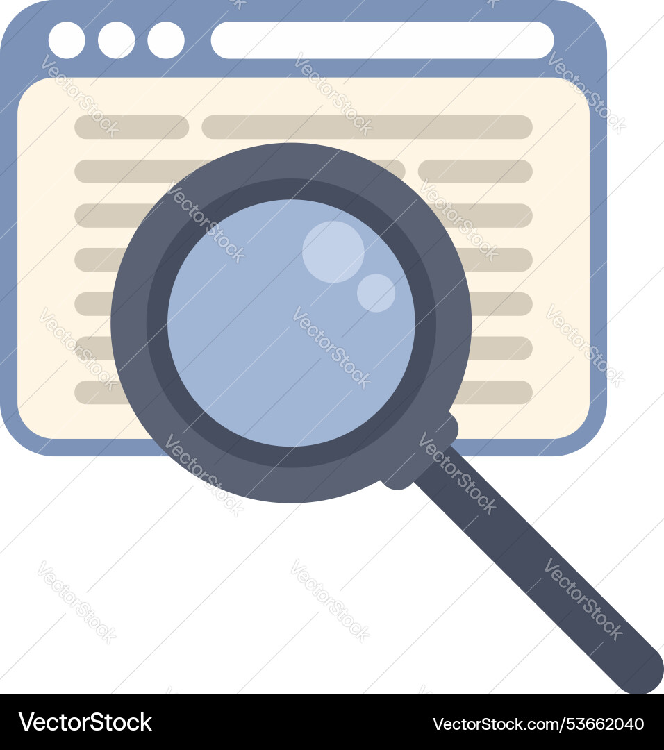 Magnifying glass exploring website content Magnifying glass exploring website content vector image
