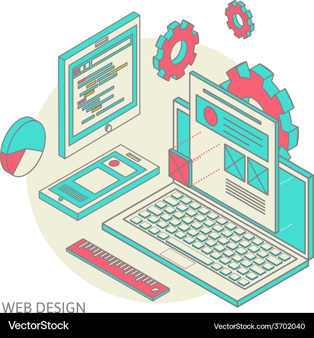 Mobile and desktop website design development vector image
