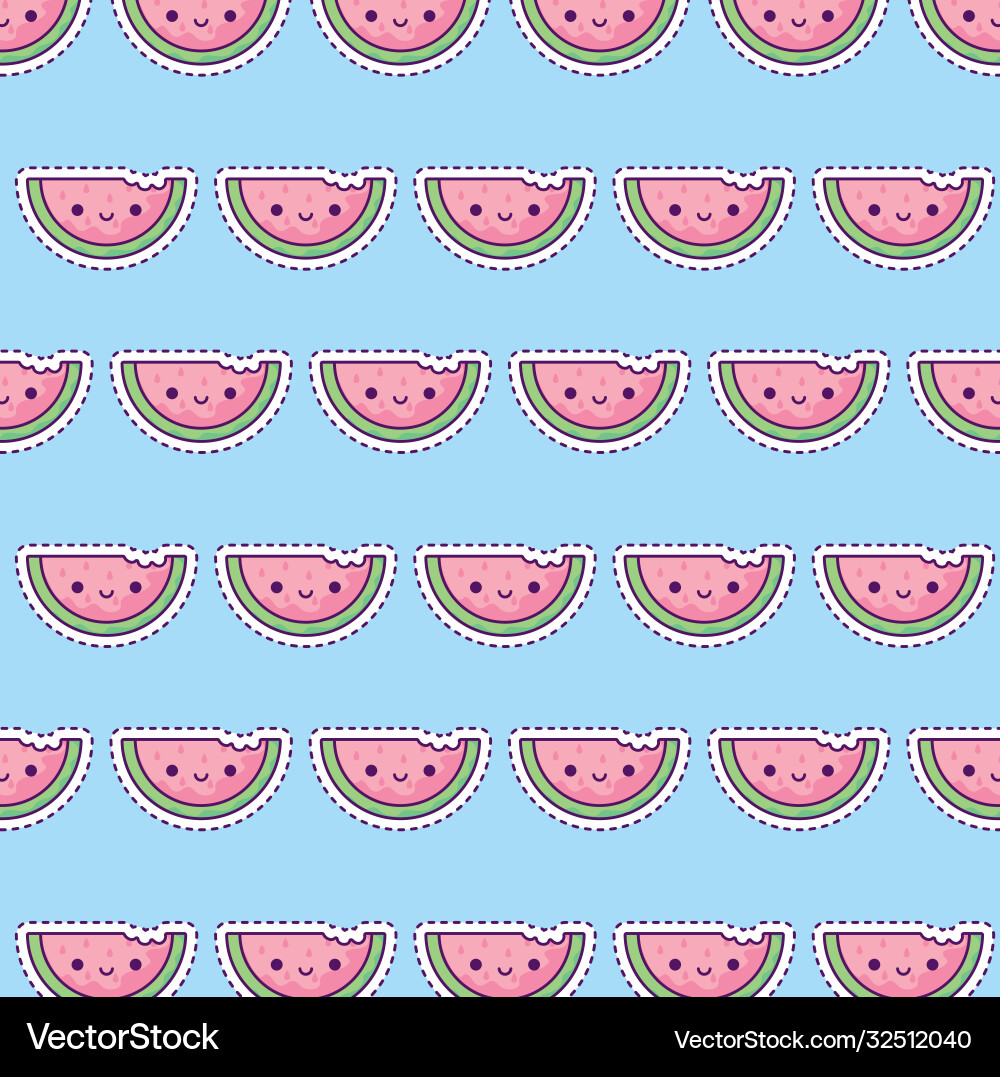 Pattern with sliced watermelon patch style Vector Image