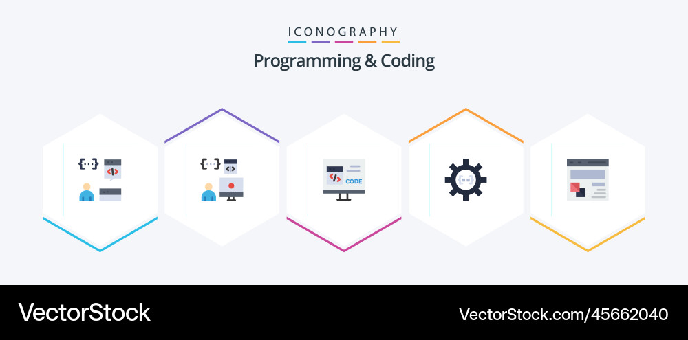 Programming and coding 25 flat icon pack vector image