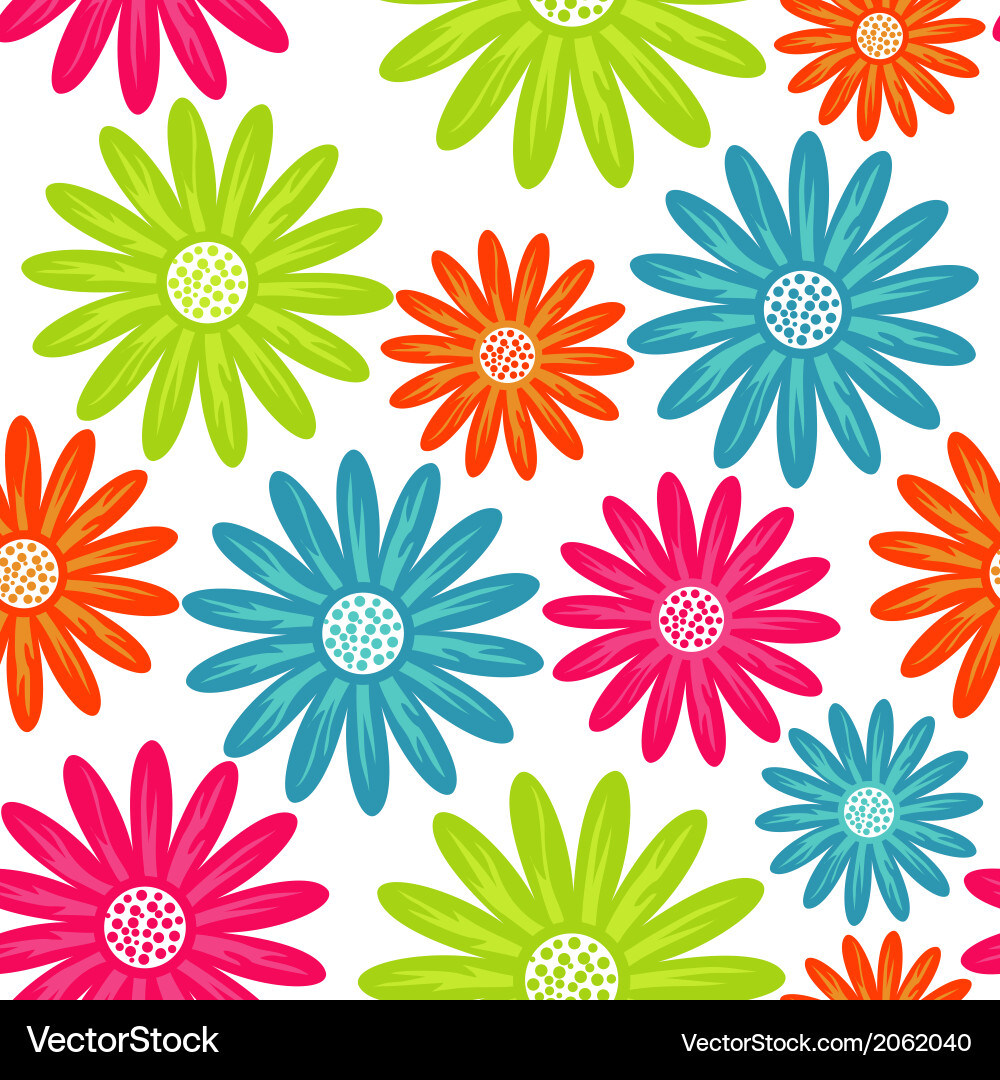 Seamless floral pattern flowers texture daisy Vector Image