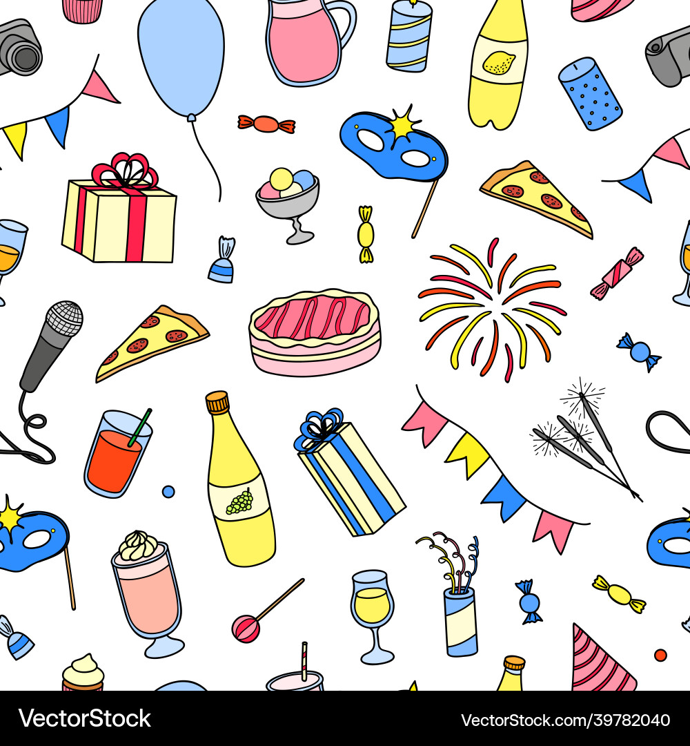 Seamless pattern with party items Seamless pattern with party items vector image