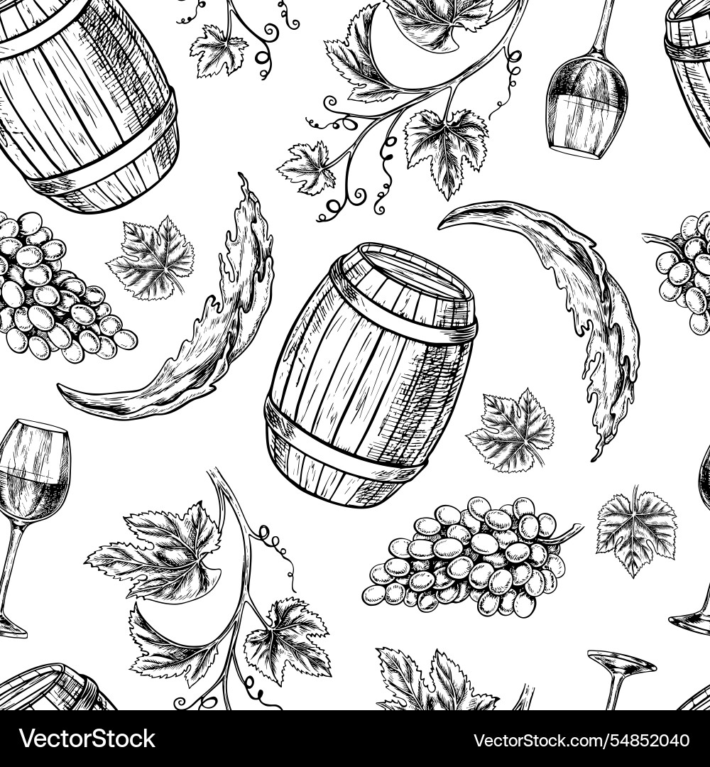 Seamless pattern with the image of wine Vector Image