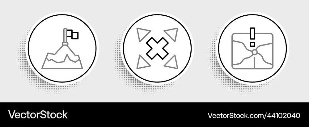Set line intersection point mountains with flag Set line intersection point mountains with flag Vector Image
