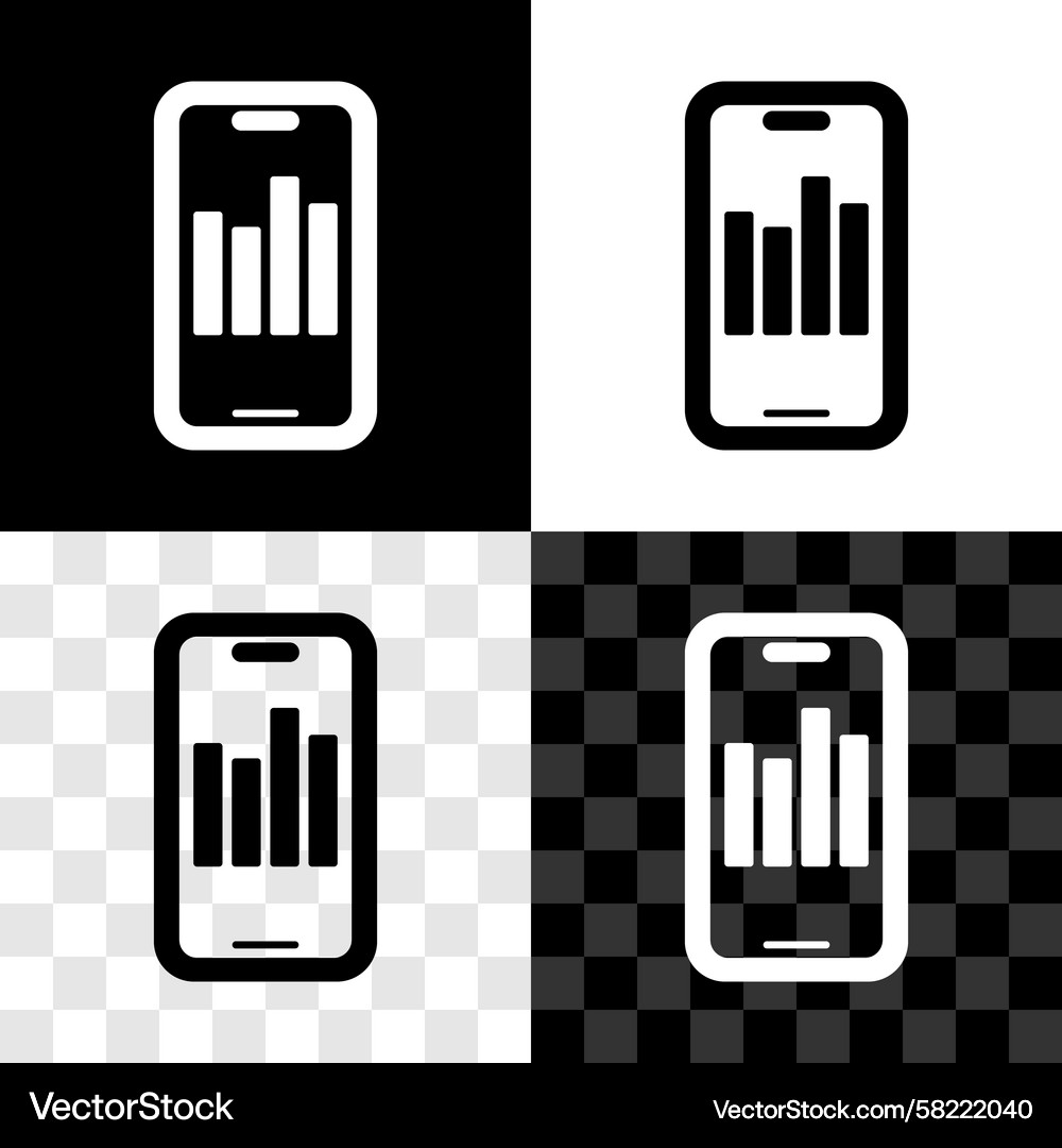 Set mobile phone with graph chart icon isolated Set mobile phone with graph chart icon isolated Vector Image
