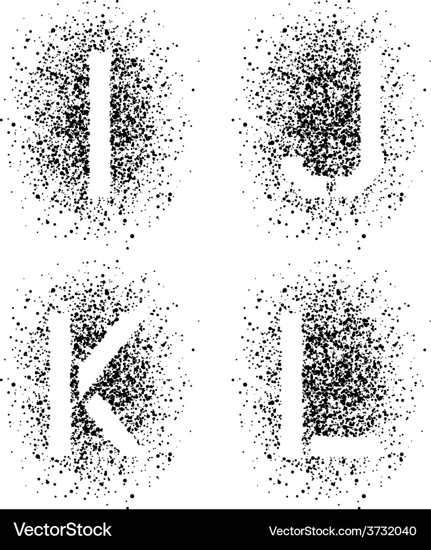 Stencil angular spray font letters i j k l Vector Image