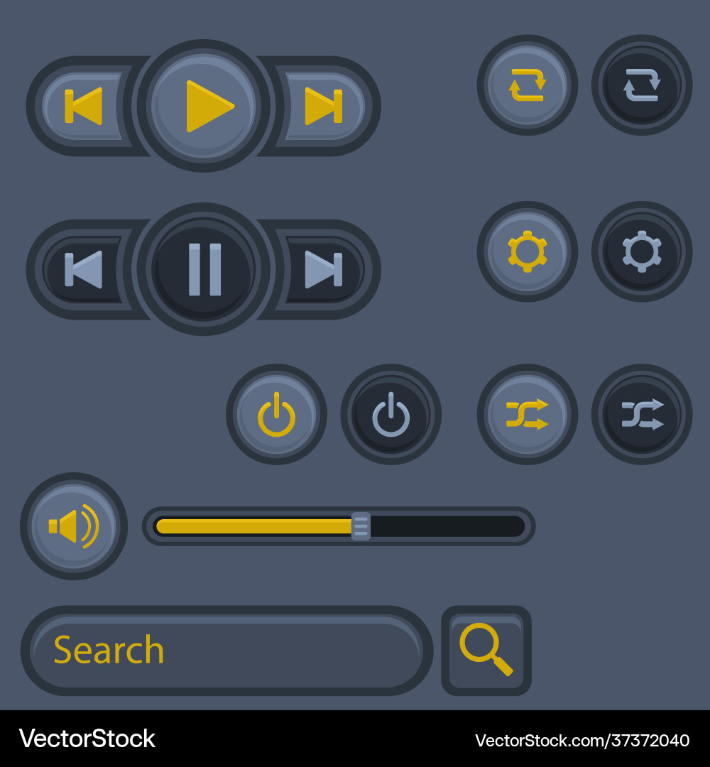 User interface music button design three vector image