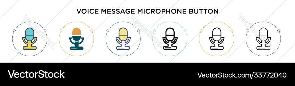 Voice message microphone button icon in filled vector image
