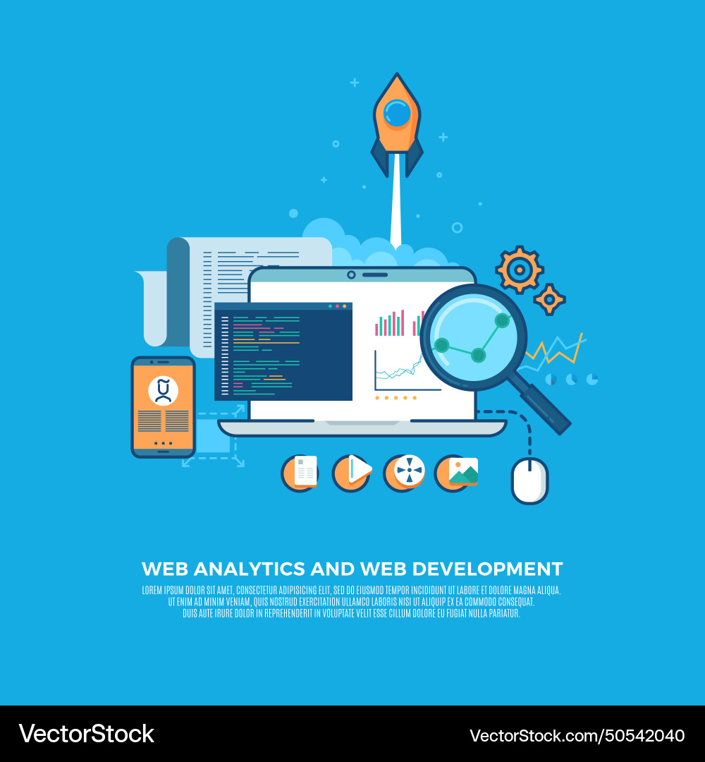 Web analytics information and website development Web analytics information and website development vector image