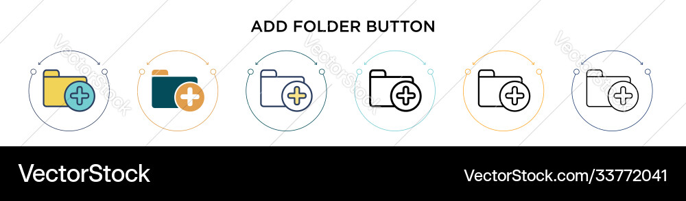 Add folder button icon in filled thin line vector image