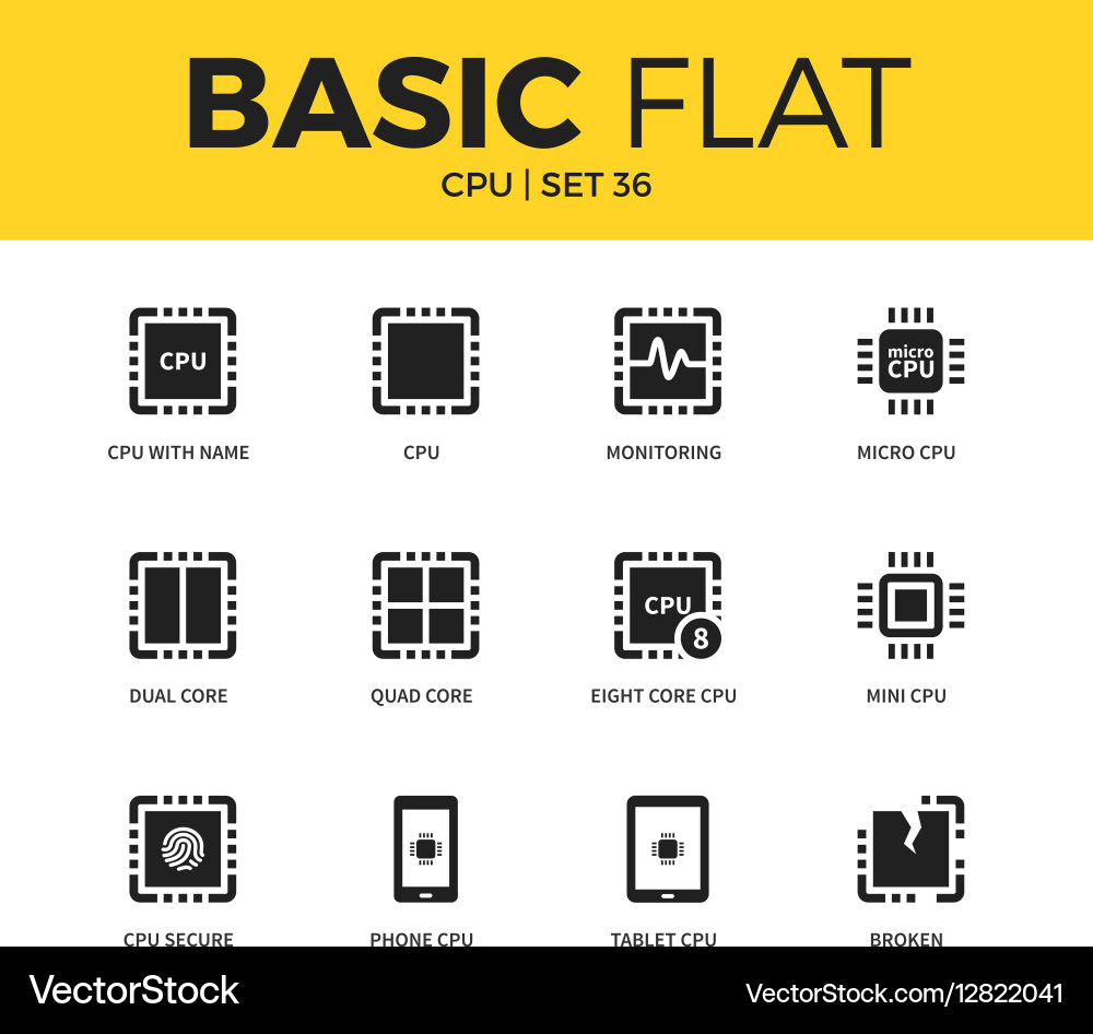 Basic set of cpu icons Vector Image