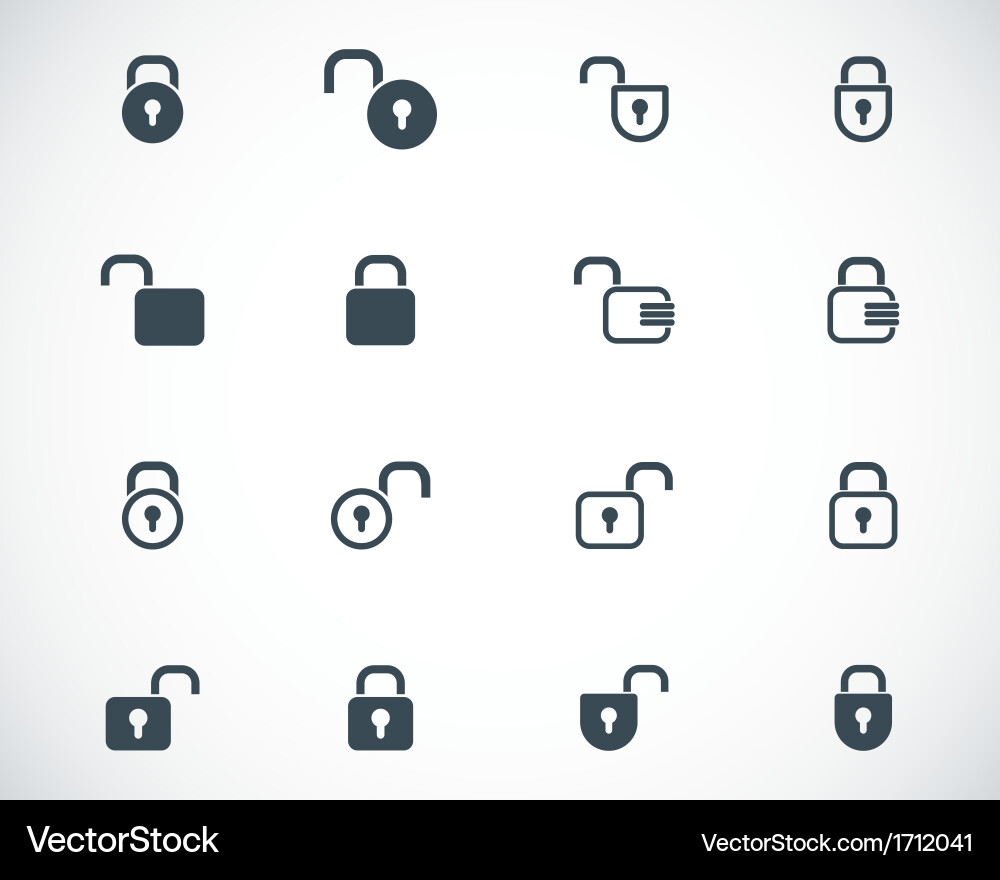 Black Lock Icon Set Vektorbild