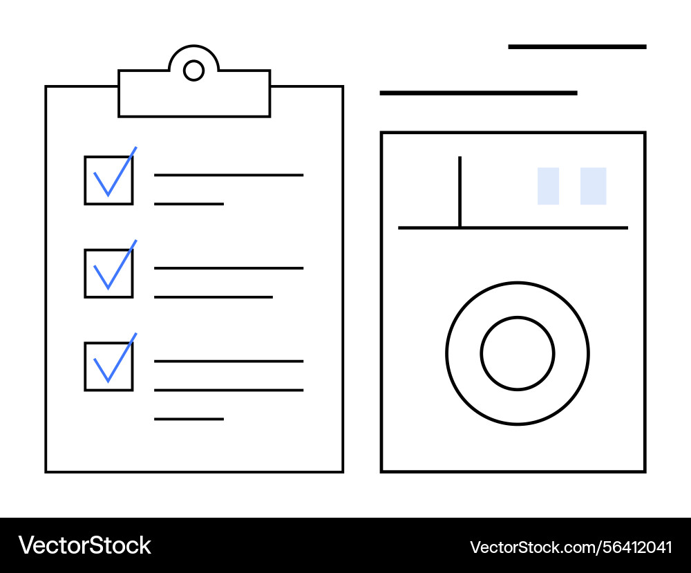 Checklist and camera elements representing Checklist and camera elements representing vector image