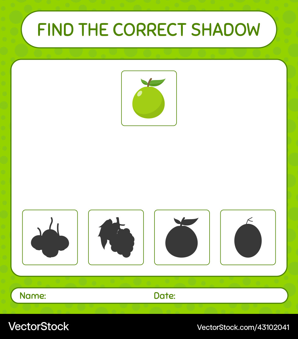 Find the correct shadows game with guava vector image
