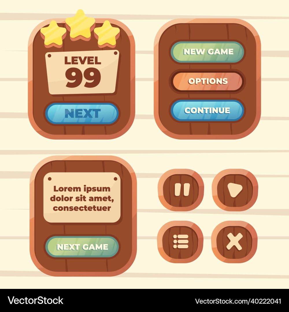 Game template gui kit interface log in page Game template gui kit interface log in page vector image