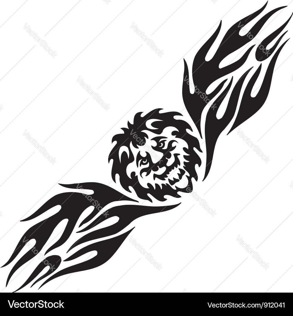 Lion and symmetric tribals vector image