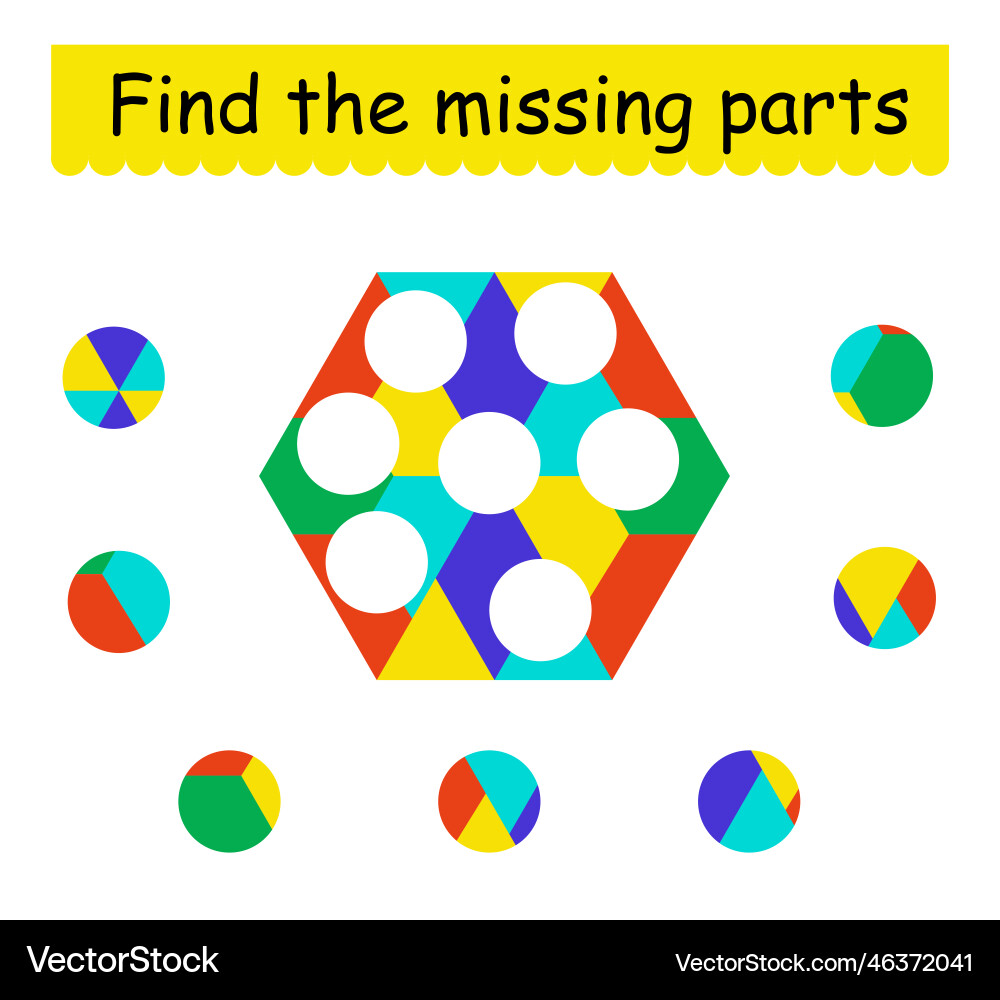 Logic Puzzle for Kids - Find the Missing Pieces Vector Image