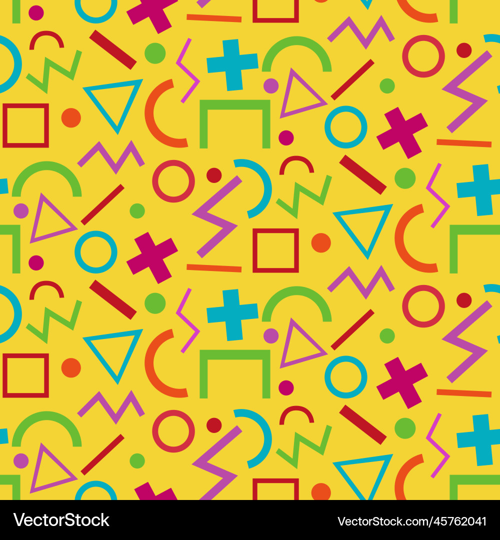 Retro 90s abstract shapes seamless pattern Vector Image