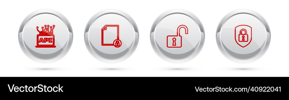 Set line computer api interface document and lock Set line computer api interface document and lock vector image