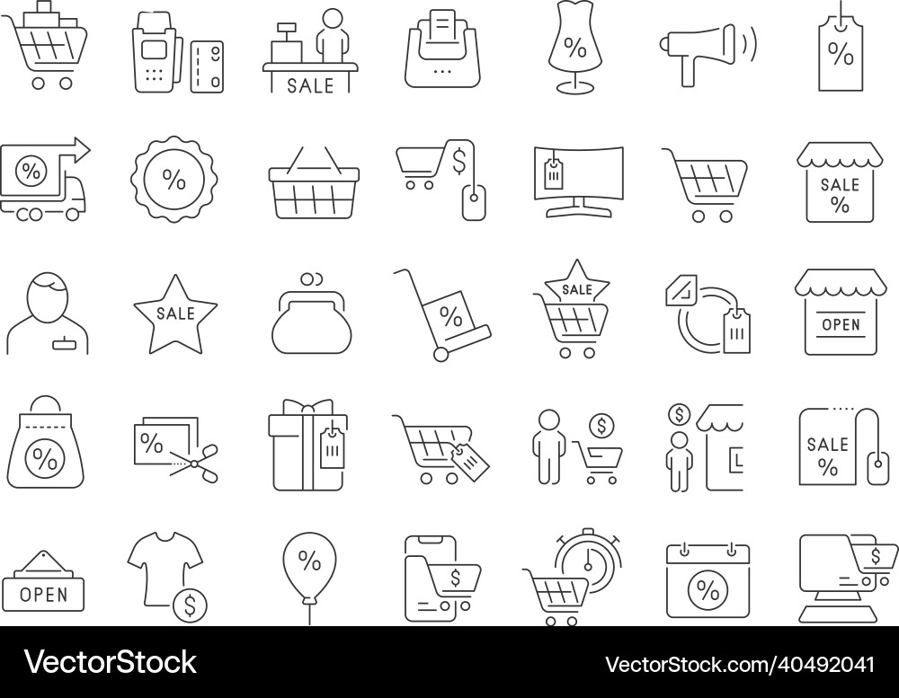 Set of linear icons black friday Vector Image