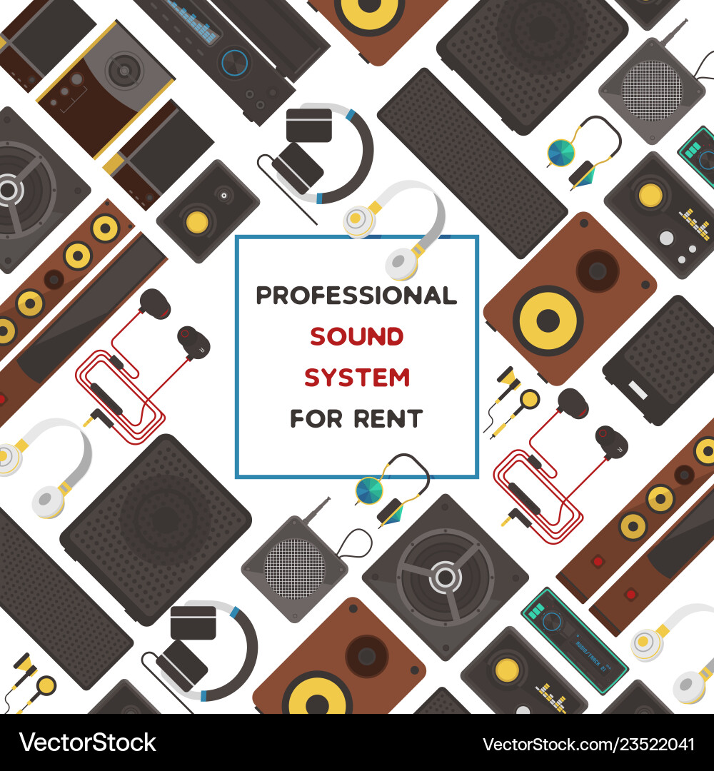 Sound system seamless pattern audio vector image