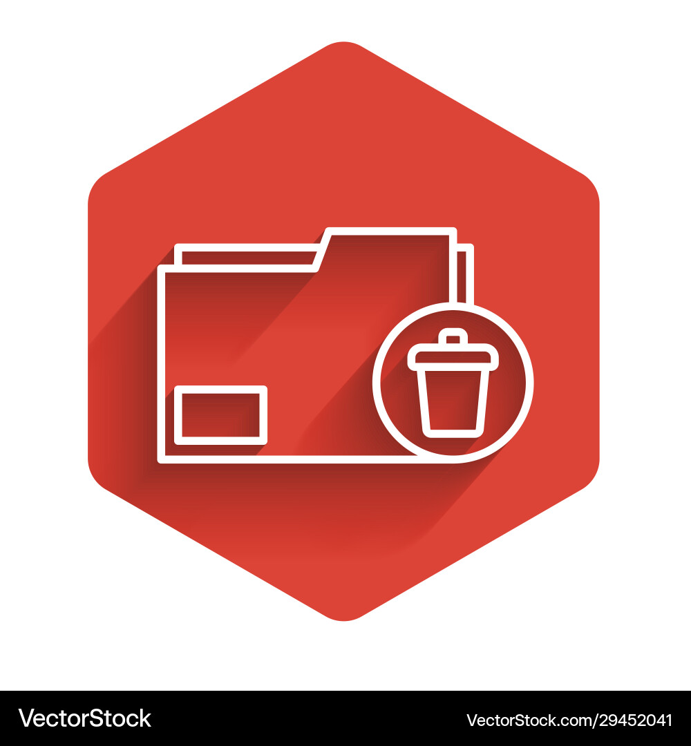 White line delete folder icon isolated with long White line delete folder icon isolated with long Vector Image
