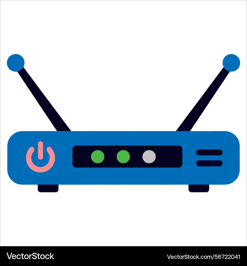 Wi-fi router with power button and two antennas Wi-fi router with power button and two antennas vector image