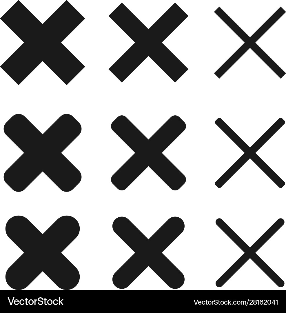 X cross delete remove icon shape X cross delete remove icon shape vector image