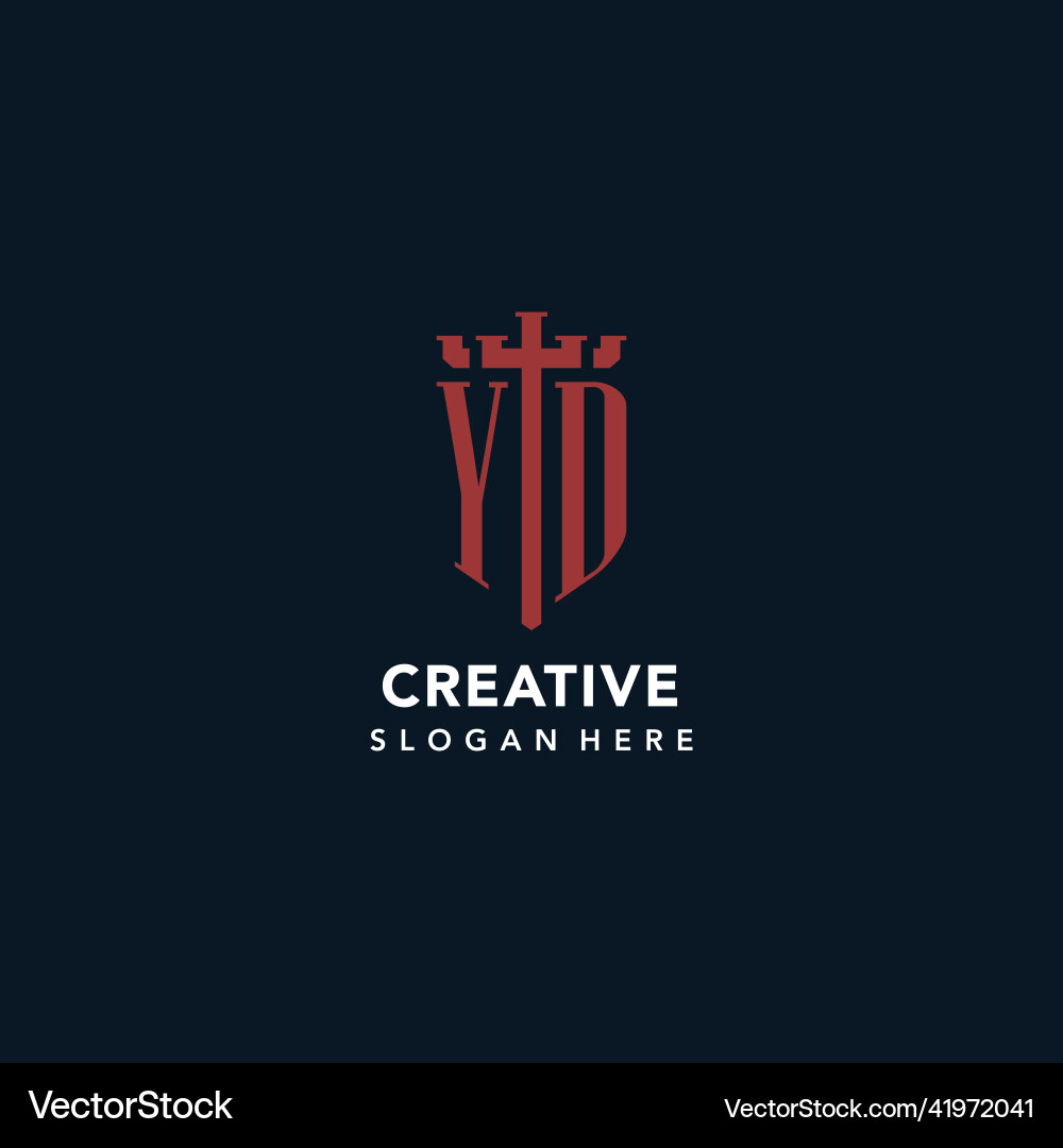 Yd initial monogram logos with sword and shield Vector Image