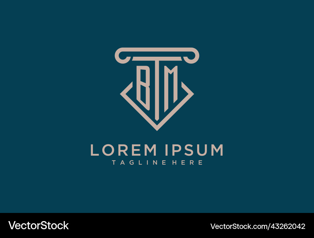 Bm initial with pillar icon design clean Vector Image
