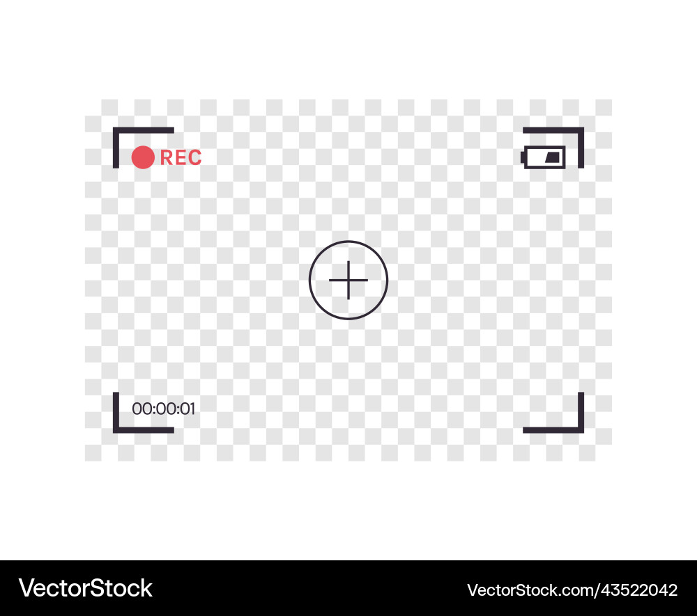 Camera screen frame and viewfinder rec focus vector image