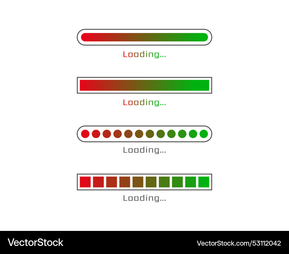 Collection loading bar status icon set of loaded Vector Image
