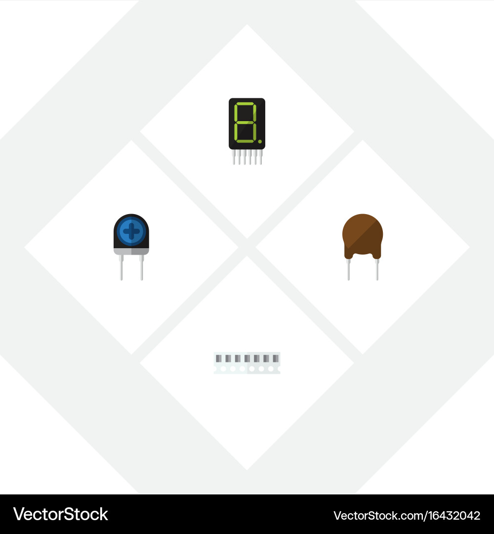Flat icon device set of triode transducer vector image
