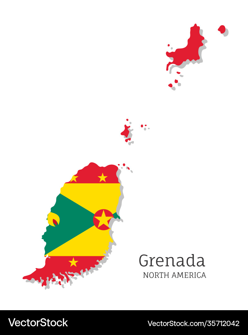 Grenada Map with Flag Vector Image