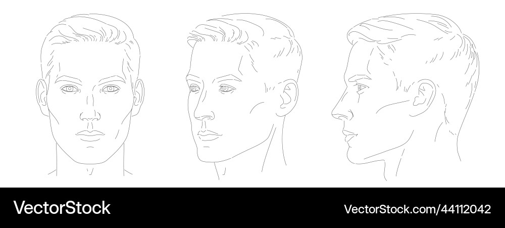 Man Face Portrait - Three Angles vector image