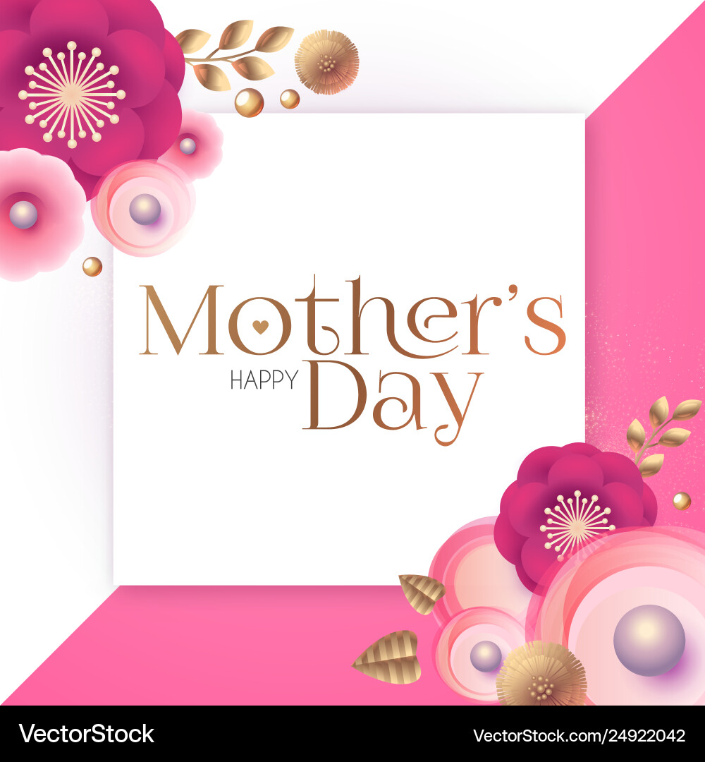 Mother s day elegant greeting card with flowers Mother s day elegant greeting card with flowers vector image