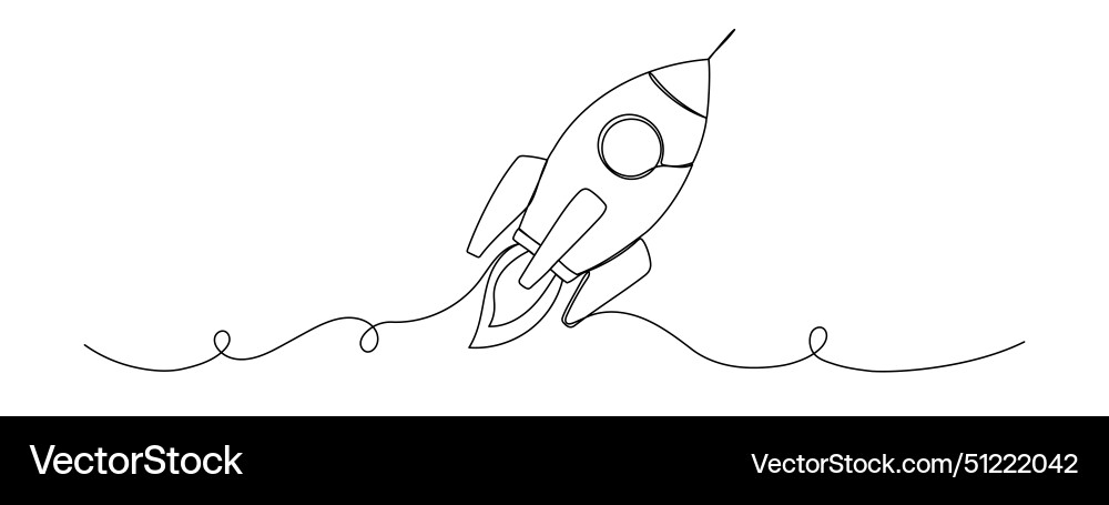 One line rocket spaceship icon isolated vector image