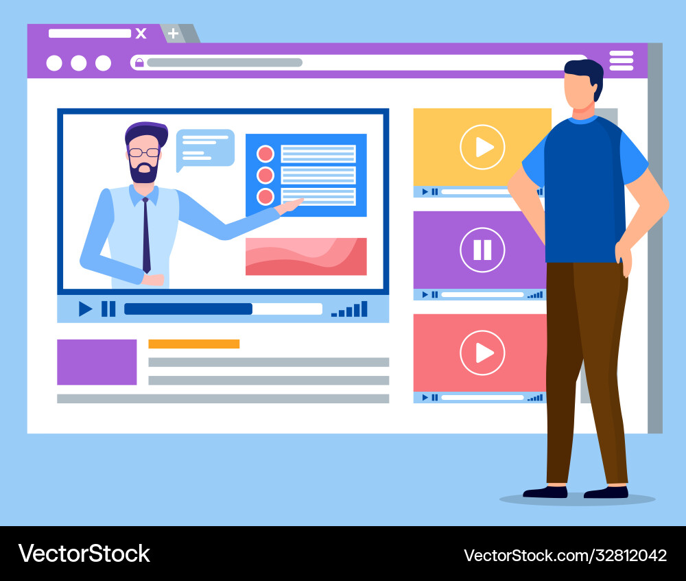 Online courses tutor explaining material in web Online courses tutor explaining material in web vector image