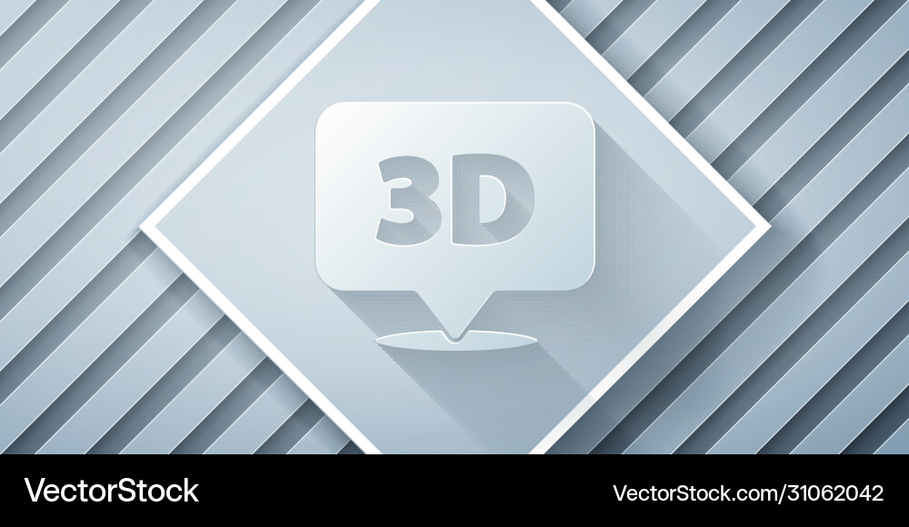 Paper cut speech bubble with text 3d icon isolated Paper cut speech bubble with text 3d icon isolated vector image