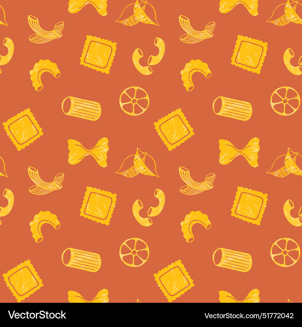 Pasta types seamless pattern on red background Pasta types seamless pattern on red background Vector Image