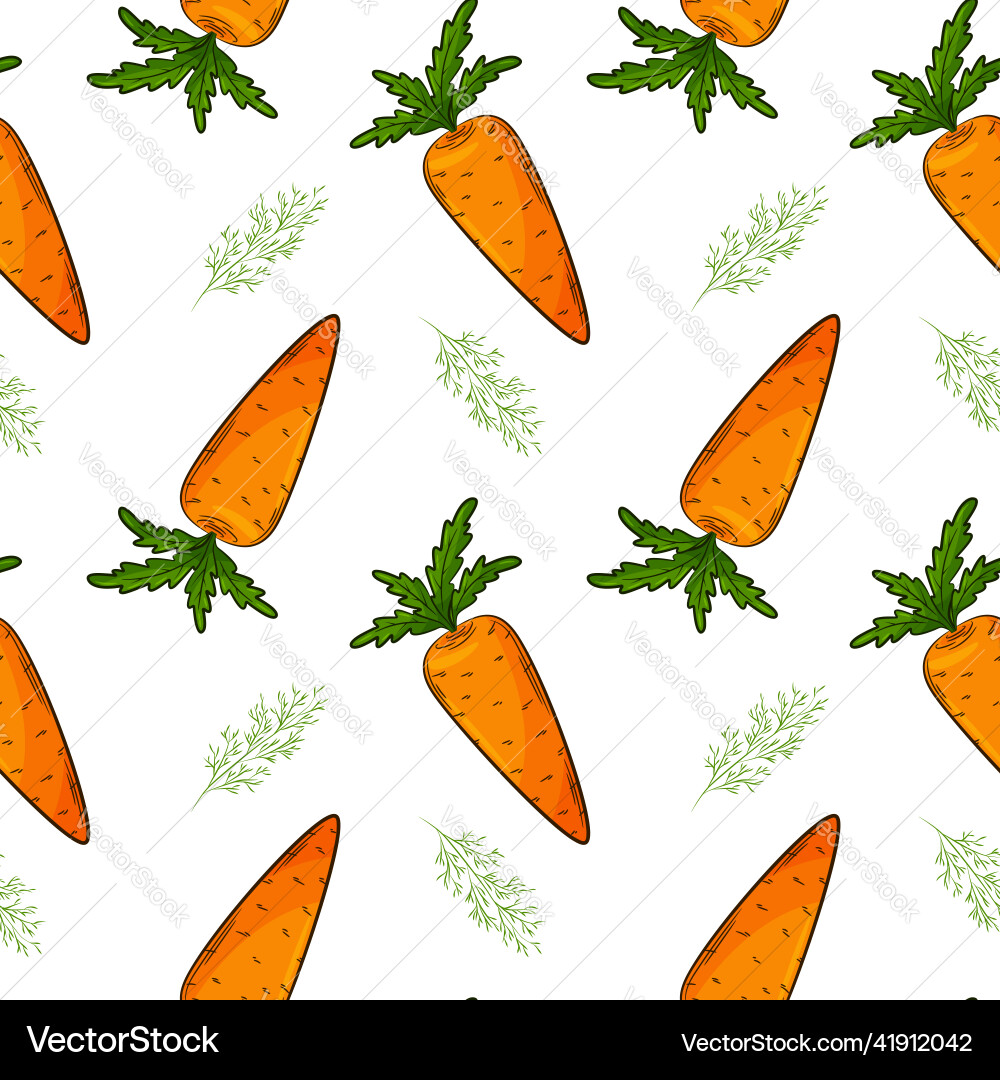 Seamless pattern with carrot and dill Seamless pattern with carrot and dill vector image