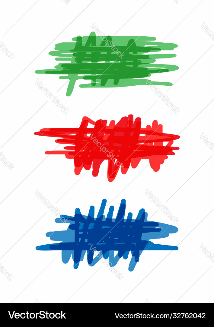Set colored scribbles isolated elements vector image