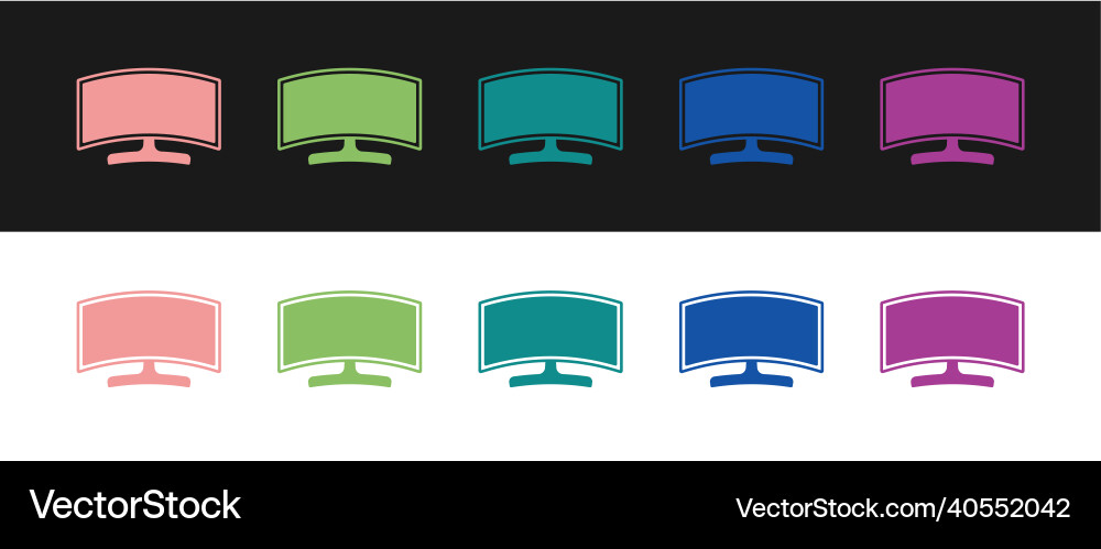 Set computer monitor icon isolated on black Set computer monitor icon isolated on black vector image