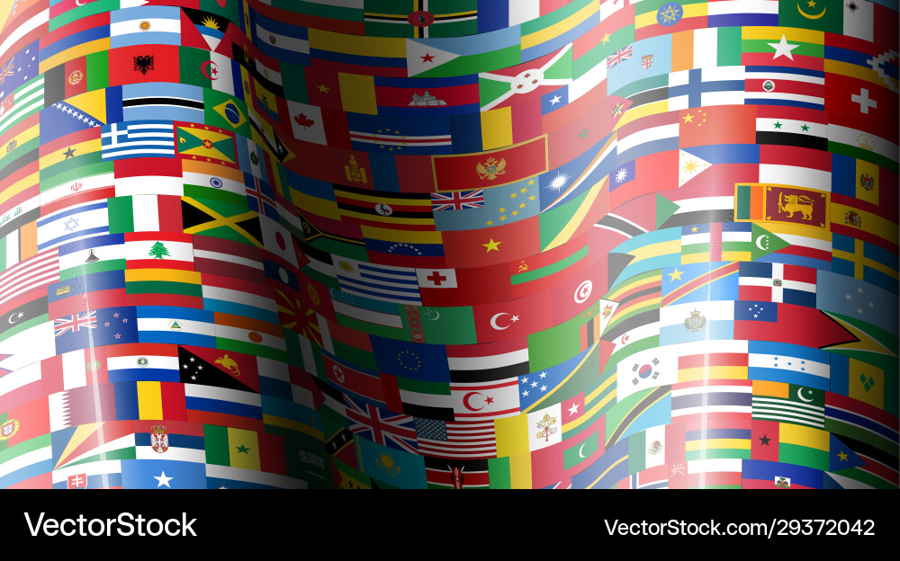 Set wave flags all countries Set wave flags all countries vector image