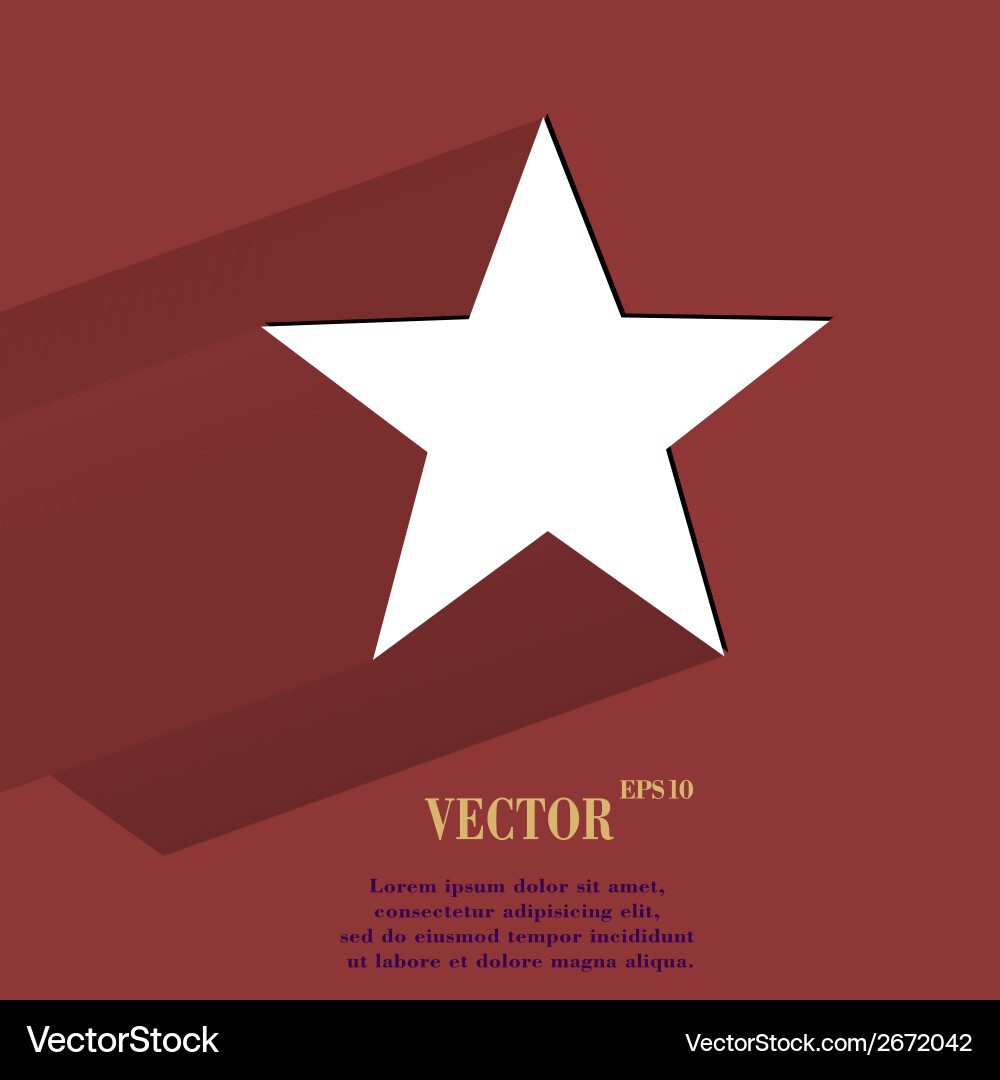 Star flat modern web button with long shadow Vector Image