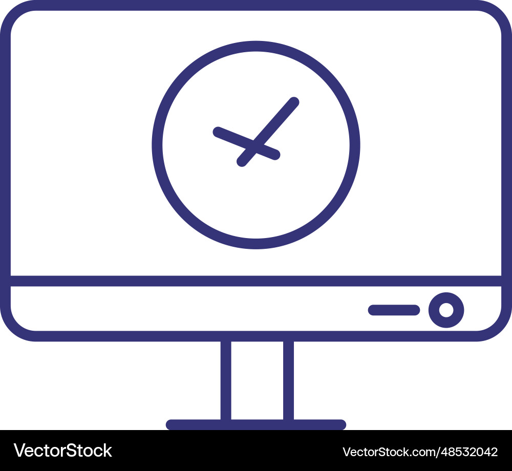 Time on computer line icon vector image