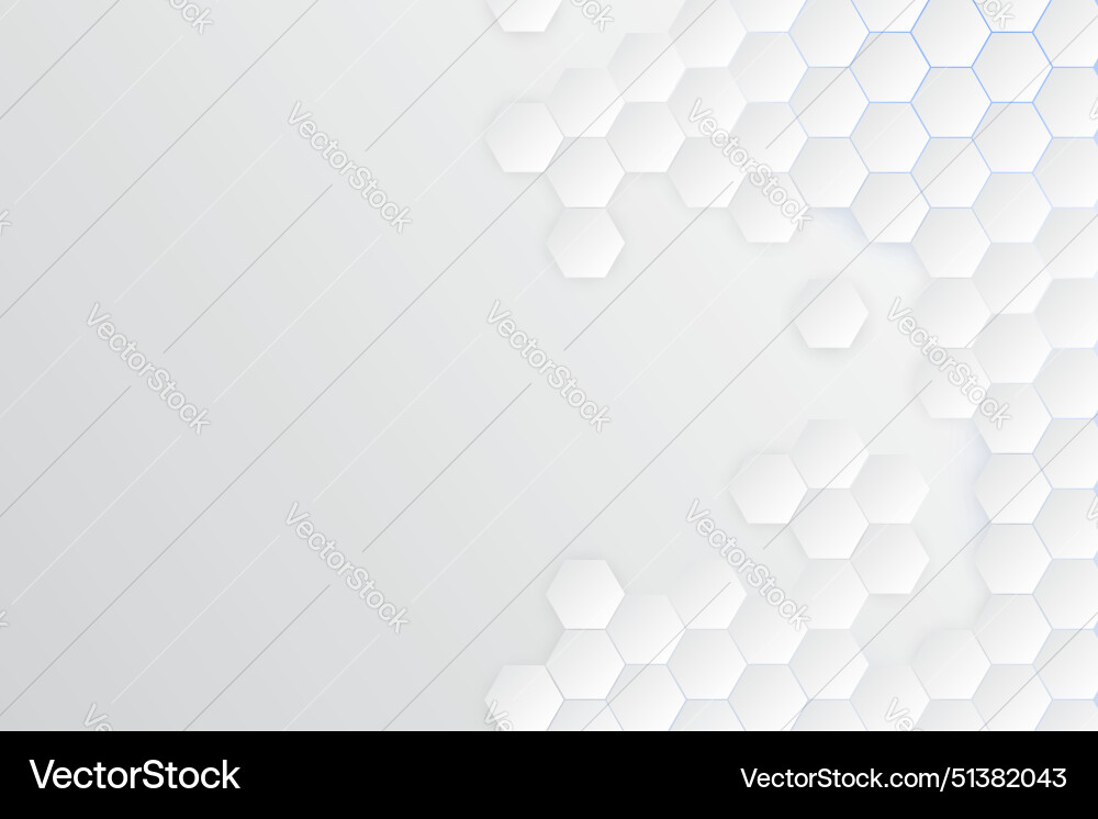 3d gradient white hexagonal background vector image